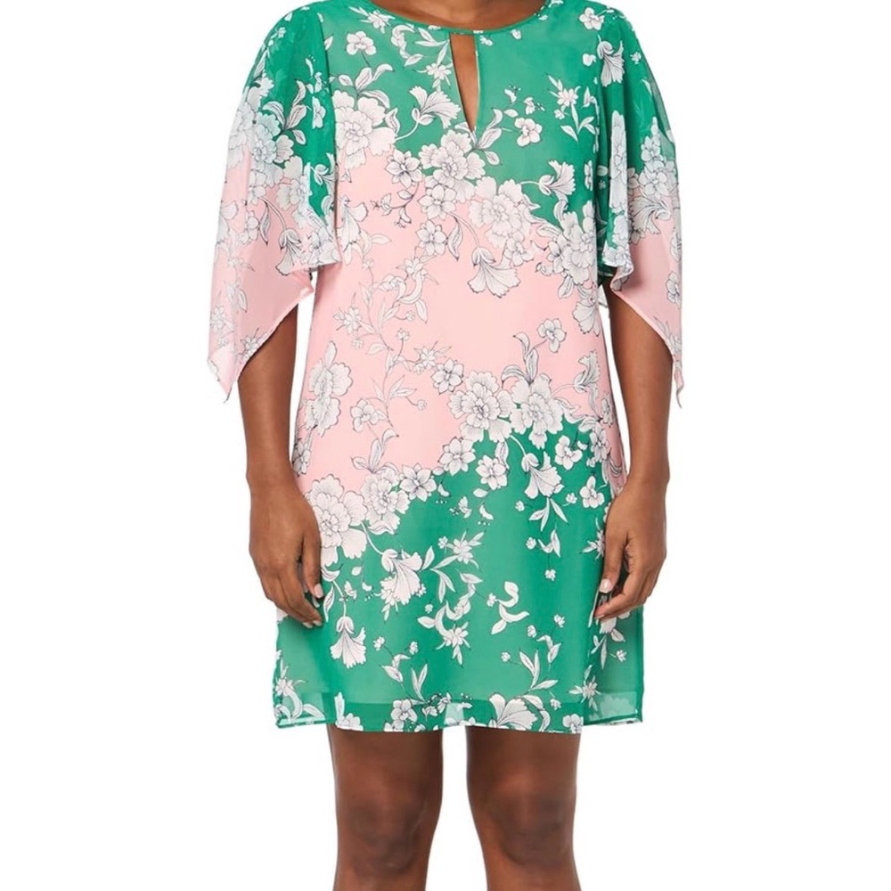 Vince Camuto Womens Chiffon Sleeve Keyhole Shift Mini Dress NWT Size 10